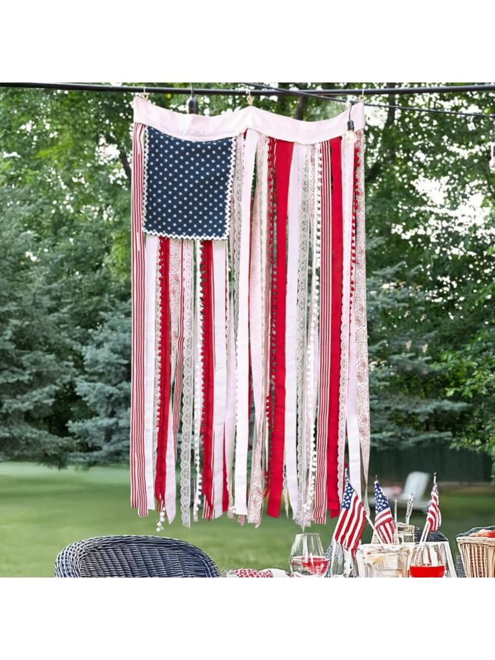 Patriotic 4th of July Decorations - 4x2.3 Ft American Flag Banner for Home Party